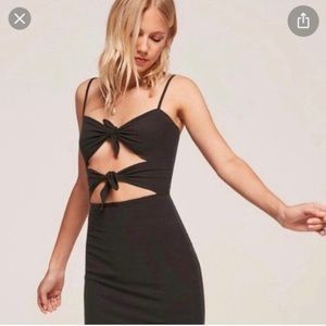 Black ribbed Reformation dress
